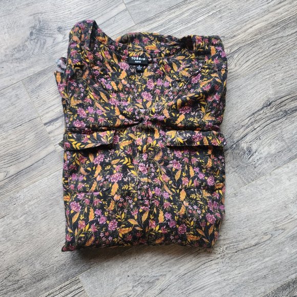 Torrid Size 2 (2x) Quarter Sleeve Fall/Autumn Floral Harper Blouse - Picture 6 of 6